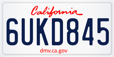 CA license plate 6UKD845