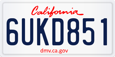 CA license plate 6UKD851