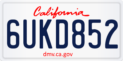 CA license plate 6UKD852