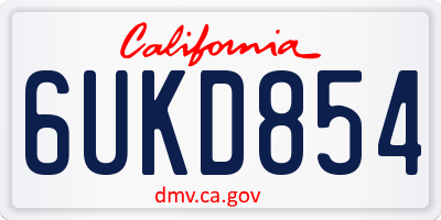 CA license plate 6UKD854