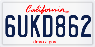 CA license plate 6UKD862