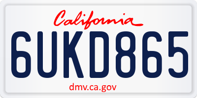 CA license plate 6UKD865