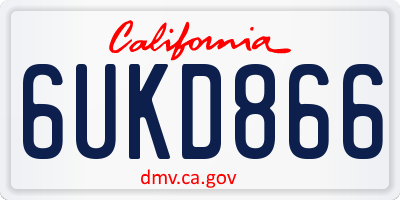 CA license plate 6UKD866
