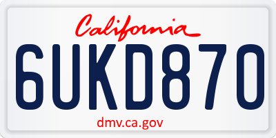 CA license plate 6UKD870