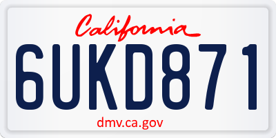 CA license plate 6UKD871