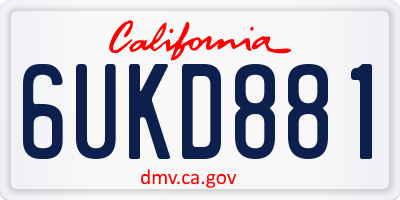CA license plate 6UKD881