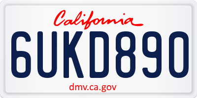 CA license plate 6UKD890