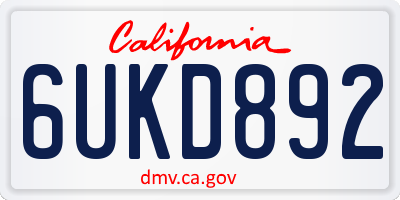 CA license plate 6UKD892