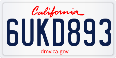 CA license plate 6UKD893