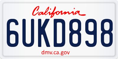 CA license plate 6UKD898