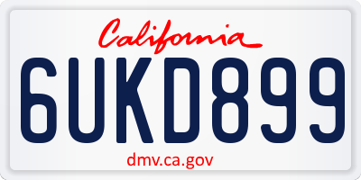 CA license plate 6UKD899
