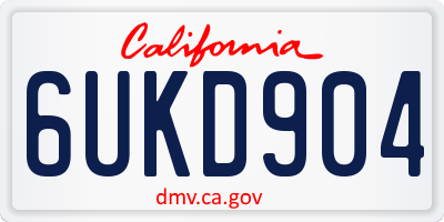 CA license plate 6UKD904