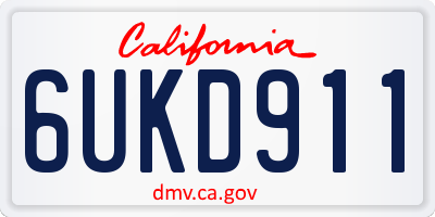 CA license plate 6UKD911