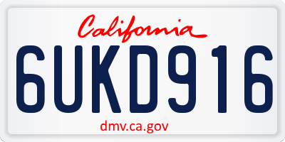 CA license plate 6UKD916