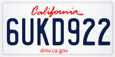CA license plate 6UKD922