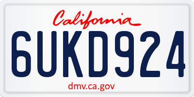 CA license plate 6UKD924