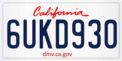 CA license plate 6UKD930