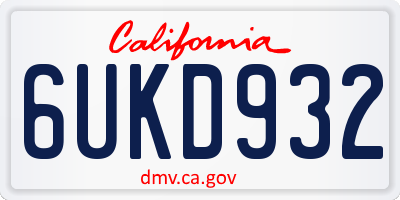 CA license plate 6UKD932