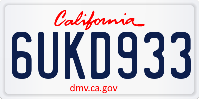 CA license plate 6UKD933
