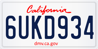 CA license plate 6UKD934