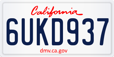 CA license plate 6UKD937