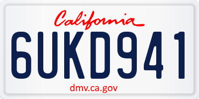 CA license plate 6UKD941