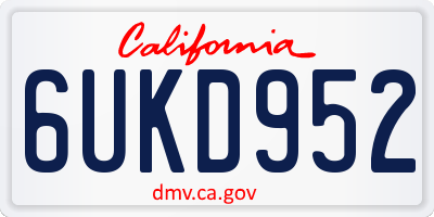CA license plate 6UKD952