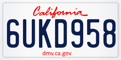 CA license plate 6UKD958