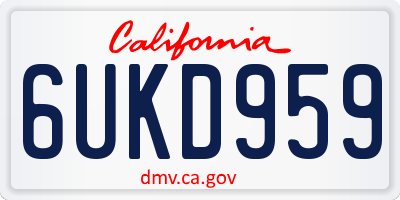 CA license plate 6UKD959