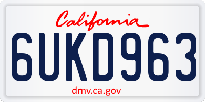 CA license plate 6UKD963