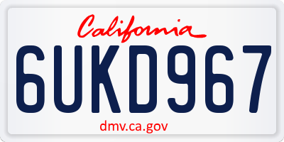 CA license plate 6UKD967