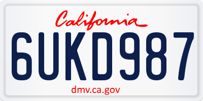 CA license plate 6UKD987