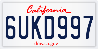 CA license plate 6UKD997
