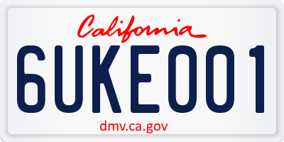 CA license plate 6UKE001