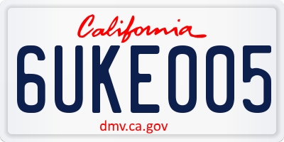 CA license plate 6UKE005