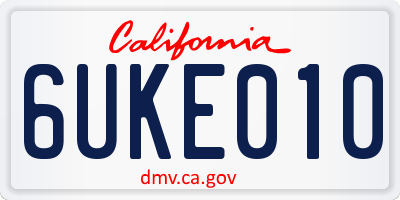 CA license plate 6UKE010