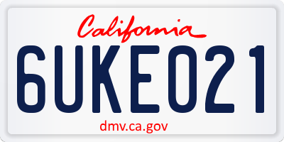 CA license plate 6UKE021