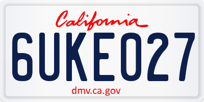 CA license plate 6UKE027