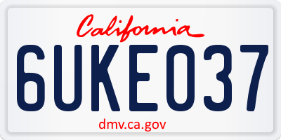 CA license plate 6UKE037
