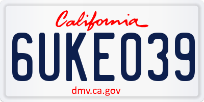 CA license plate 6UKE039