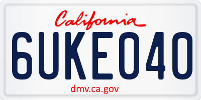 CA license plate 6UKE040