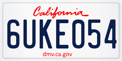 CA license plate 6UKE054