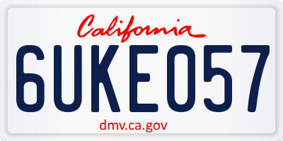 CA license plate 6UKE057