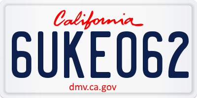 CA license plate 6UKE062