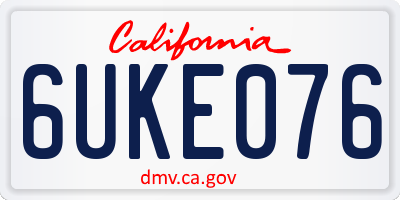 CA license plate 6UKE076