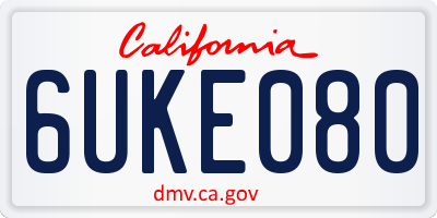 CA license plate 6UKE080