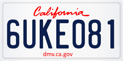 CA license plate 6UKE081