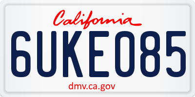 CA license plate 6UKE085