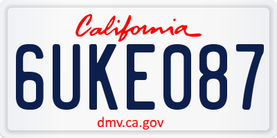 CA license plate 6UKE087