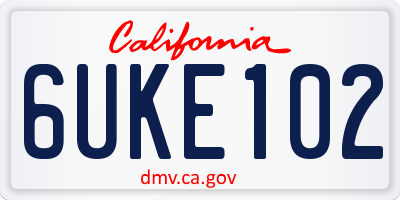 CA license plate 6UKE102